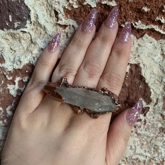 Clear quartz cluster ring - Picture 1 of 2